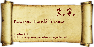 Kapros Honóriusz névjegykártya